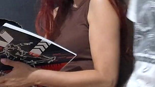 Stranger Pulls Out His Penis in Outdoor Redhead Stares at His Erection