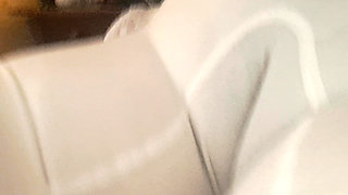 The Line of the MILF's Vagina Is Marked in Her Panties