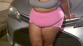Big Booty Puerto Rican Thick BBW Short Shorts High Heels Leg Tease