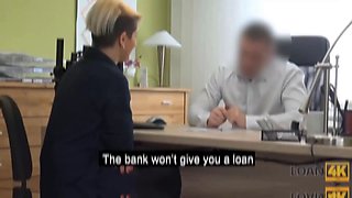 Loan4k. old man sits by his jiggly girl while she takes loaner's stiff inwards