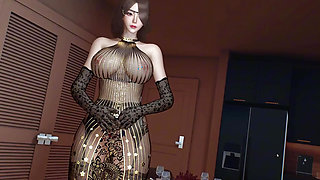 3D BBW Asian MILF Teasing the Young Big Cock to Fuck Her Pussy