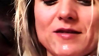 Naughty blondie taking a black shaft