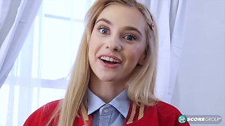 Flat Schoolgirl Chanel Shortcake Cums Before Cheerleading Practice