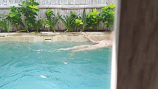 Watching asian step sister swimming naked