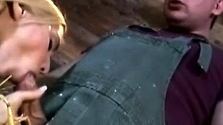 Blowjob babe Niki Blond takes a warm jizz in her feet