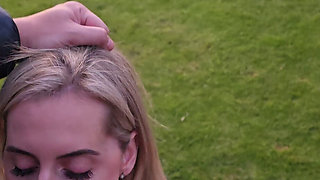 Public blowjob and fuck next to the dam