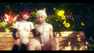 Ladybug Hentai - Handjob and Fucked by Cat Noir in a Park - Japanese Asian Manga Anime Game Porn