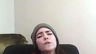 Lovely Amateur teen brunette masturbating outdoor