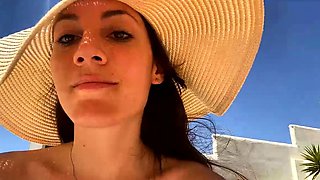 Sexy brunette teen outdoor masturbation