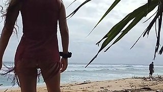 Public Beach Butt Plug Insertion by a Solo Female