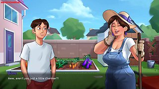 Lucky Pervert Helps Busty Sexy BBW Lonely Neighbor MILF in Her Garden She Tries To Seduce Him - Summertime Saga 04 3D Games
