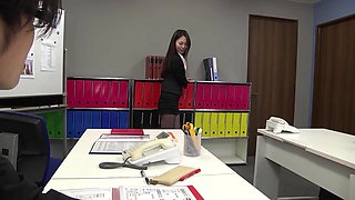 Skinny Japanese Teen Misaki Seduces Boss and Gives Him Uncensored Blowjob