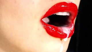 Milk Dripping Out From My Sexy Red Lips