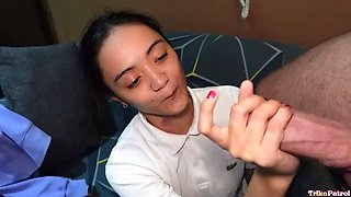 Skinny Pale Filipina Teen Takes Huge Cock - Alexia Anders POV Blowjob & Cumshot