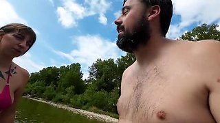 Amateur Hungarian MILF with big natural tits gets wild outdoor sex in doggy style and deep throat