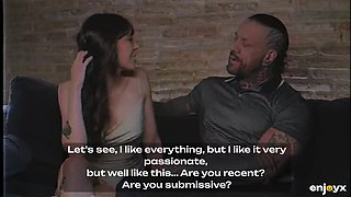 Inked Huge Man Rob Diesel Drills Cute Petite Catherine Knight in Kitchen Rough Sex