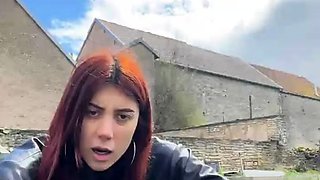 Amateur redhead masturbates then gives a blowjob