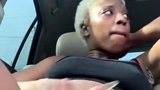 Dark Phat Pussy Blonde Car Masturbation