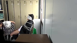 Schoolgirls Bully And Fuck Man In Locker Room