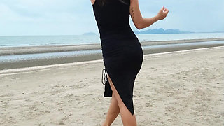 Sexy Tight Black Dress and Beauty Chill
