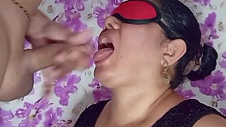 Beautiful Deep Throat Sucking Girl with Eye Mask