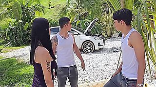 Leo Wild And Lil Timmy Convince Stranger To Fuck Her While Repairing Her Car