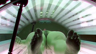 Hairy MILF in solarium