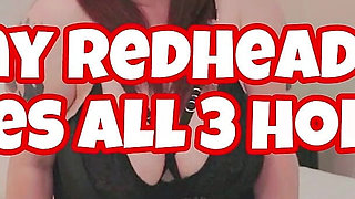 Horny Redhead BBW Gives All 3 Holes