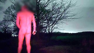 Wanking cock naked in public