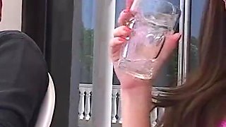 She Is Pissing in a Glass for Him