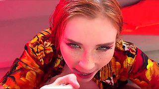Sexy barmaid in Hawaii shirt offers me a blowjob and askes me to pound her tight pussy