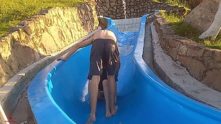 Stepsister Gets Stuck on the Slide, I Offer Her Help in Exchange for Fucking Her