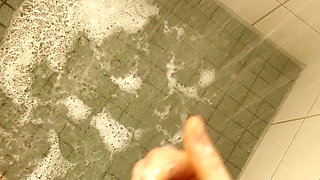 White Young Skinny Boy Under the Shower Piss and Cum