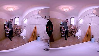 Toilet Tramp - Big Tit Blonde Pornstar Jerks Off A Guy In The Bathroom Voyeur 3d Porn
