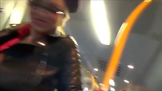 threesome blowjob in bus