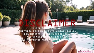 The Beautiful Neighbor Sometimes Comes To Swim In The Pool, And I Enjoy Her Little Pussy And Tight Ass. [Ai Generated]