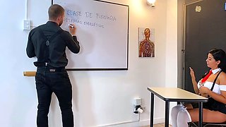HORNY student boinks timid teacher Brian Evansx for passing