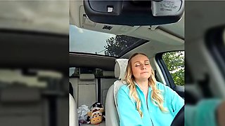 BondGirl Driving Tease Big Tits, Pussy with Vibrating Toy