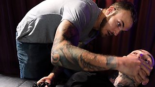 Rough inked submissive gets analgape