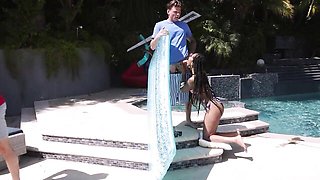 An awesome doggy style fuck with a busty black doll Cali Sweets