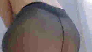 MILF ass in black stockings and long boots