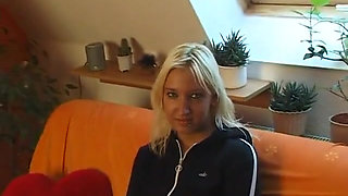 Blonde stunner doing the casting couch