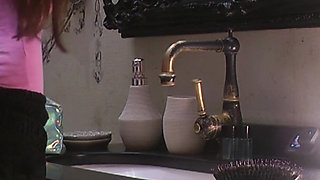 Sexy and Hor Petite Brunette Babe Takes Her Smallest Panties off While Flashing Pussy Lips and Naked Ass Under Her Skirt