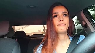 Hot Brazilian Redhead Gets Caught Jerking Off in Uber - Real Car Sex & Public Fuck!