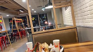Publicl BJ & Fuck on Burguer King's Bathroom + Exhibitionism on the Street!