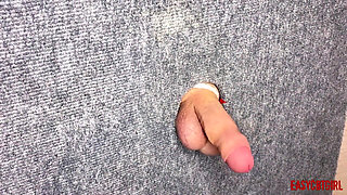 I Took a Close-up Shot of Glory Hole - Spanking My Feet on the Cock and Balls of a Slave Easycbtgirl