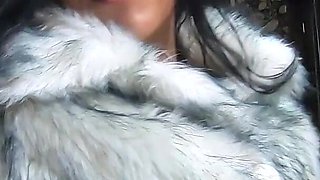 Cum Play While Wearing a Grey Fur-coat and Long Boots 214