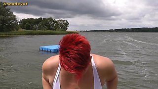 Annadevot - in White Swimsuit in the Lake