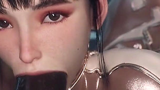 Madruga3d Intense Hardcore Sex: Busty White Woman with Tight Ass Passionately Fucked by Massive Black Cock, Deep Throat