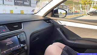 Risky Public Car Sex at the Parking - Blowjob and Wild Cream Pie Finish!